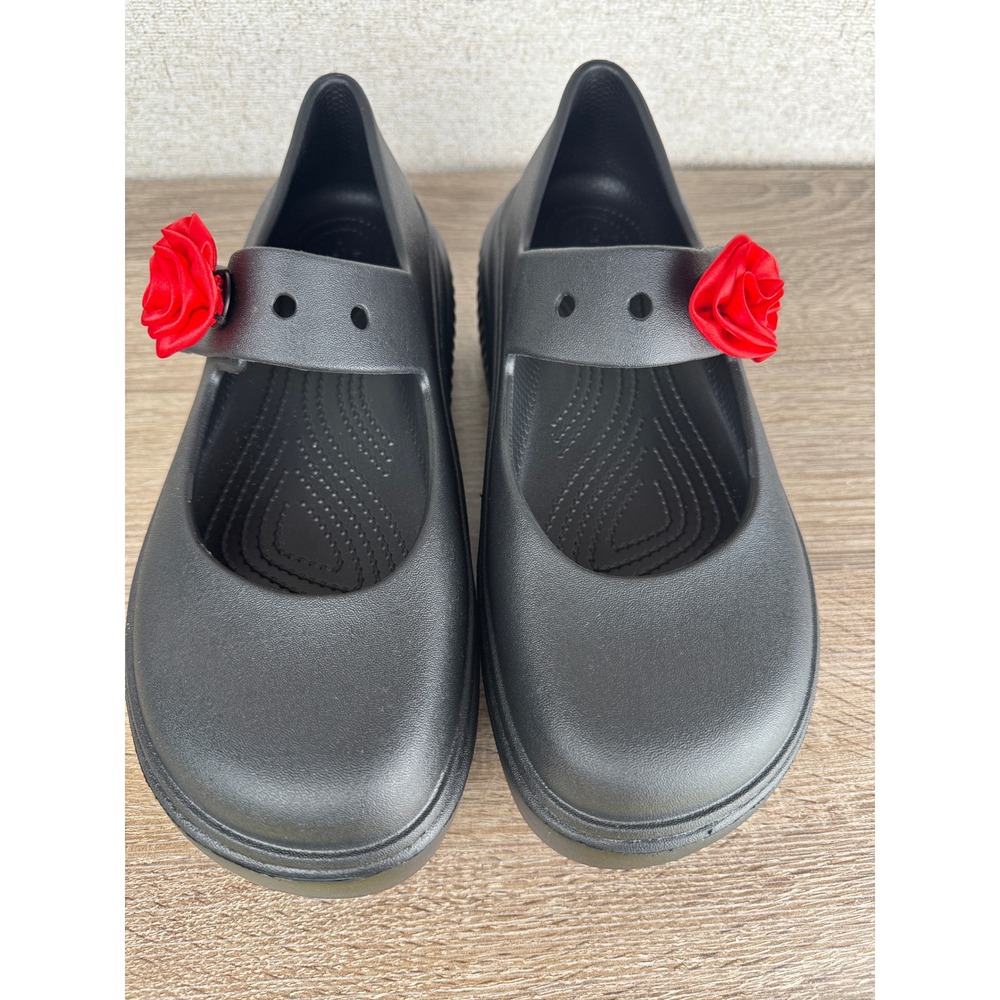 Crocs Stomp Mary Jane Woman's W10 M8 Black Rosette Platform Gothic Punk - Picture 2 of 10